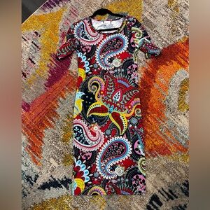 LuLaRoe Red and Blue Paisley Julia Dress Size S